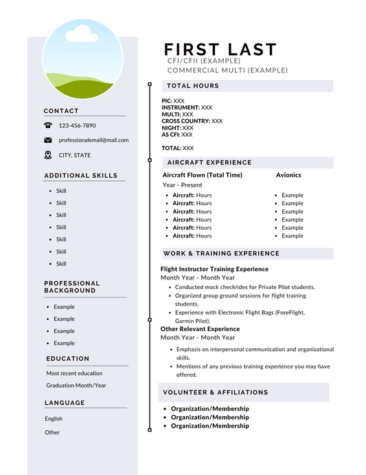 Flight Instructor Resume Template (Canva)